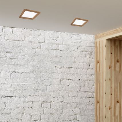 LED Süvistatav valgusti WOODY SPOT LED/17W/230V 3000K pähkel 18,5x18,5 cm