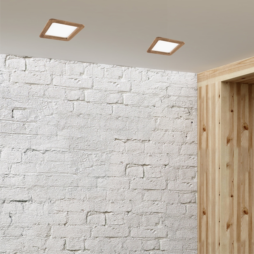 LED Süvistatav valgusti WOODY SPOT LED/17W/230V 3000K pähkel 18,5x18,5 cm