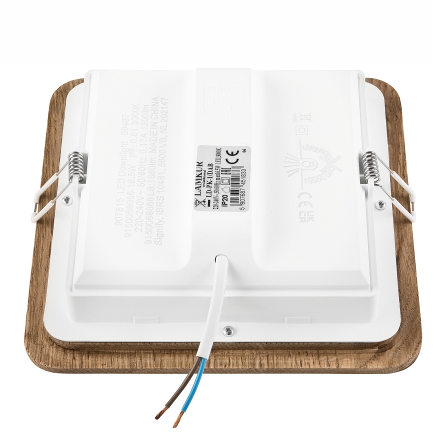 LED Süvistatav valgusti WOODY SPOT LED/17W/230V 3000K pähkel 18,5x18,5 cm