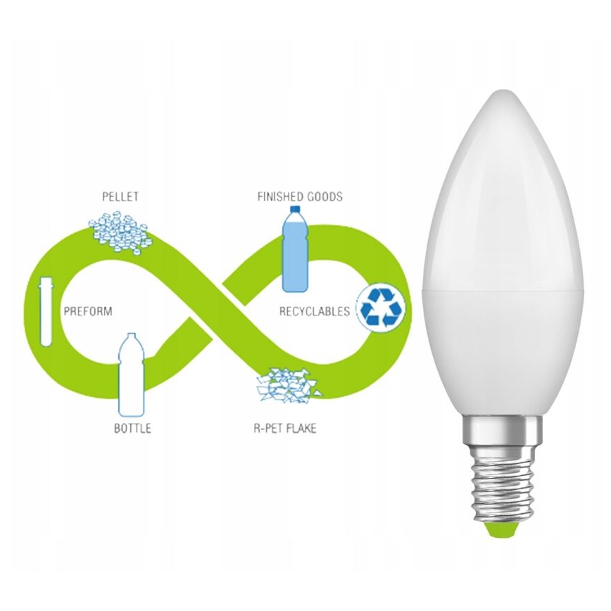 LED Taaskasutatud plastist pirn B40 E14/4,9W/230V 2700K - Ledvance