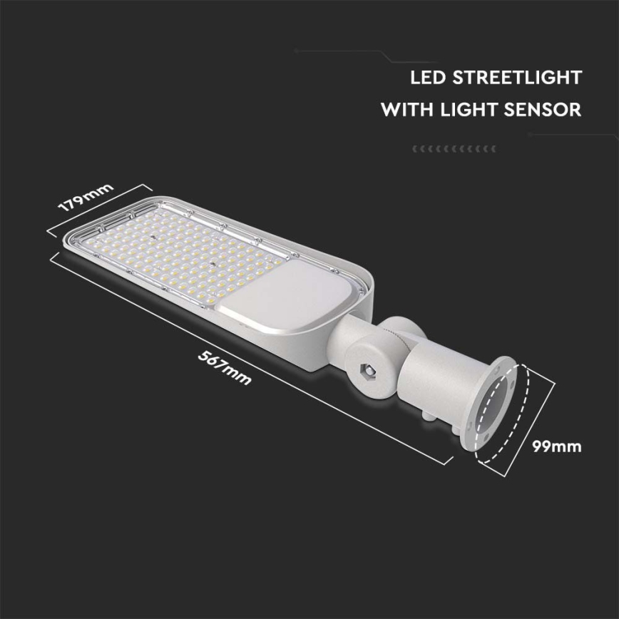 LED Tänavalamp hämardusanduriga SAMSUNG CHIP LED/100W/230V 6500K IP65 hall