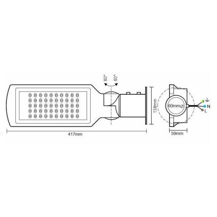 LED Tänavavalgusti sensoriga  LED/50W/170-400V IP65