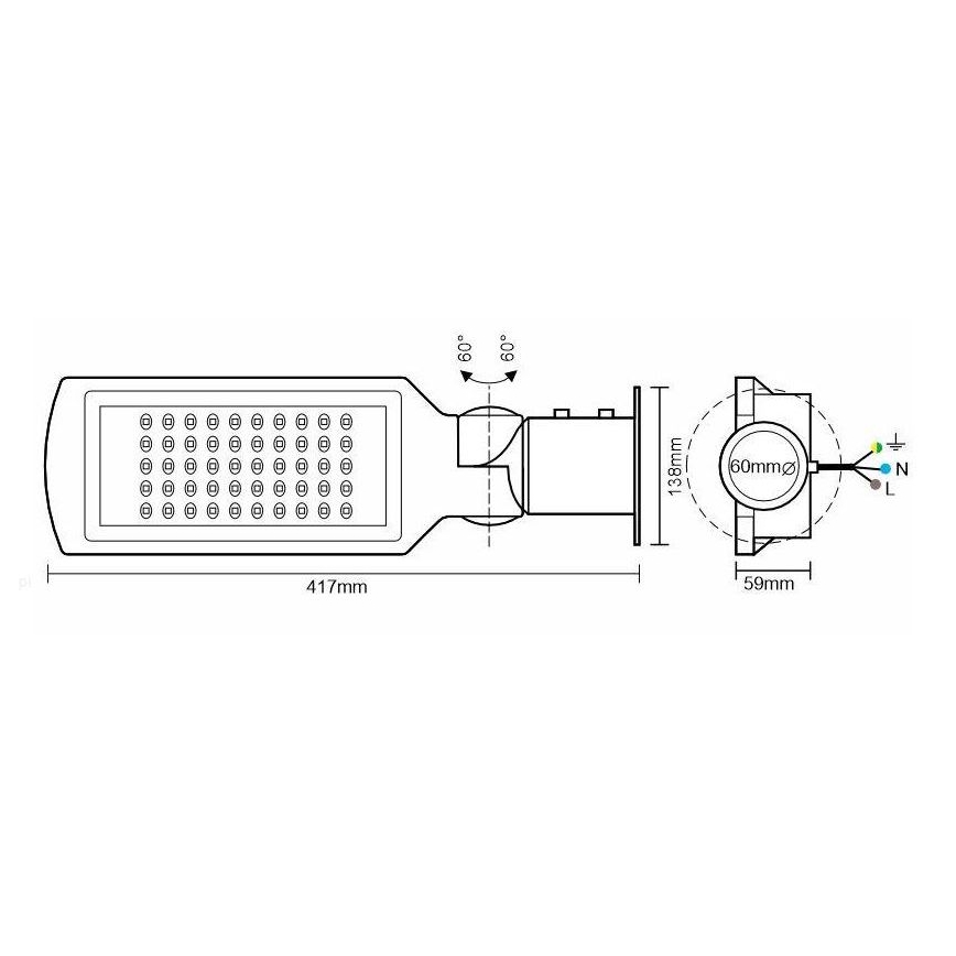 LED Tänavavalgusti sensoriga  LED/50W/170-400V IP65