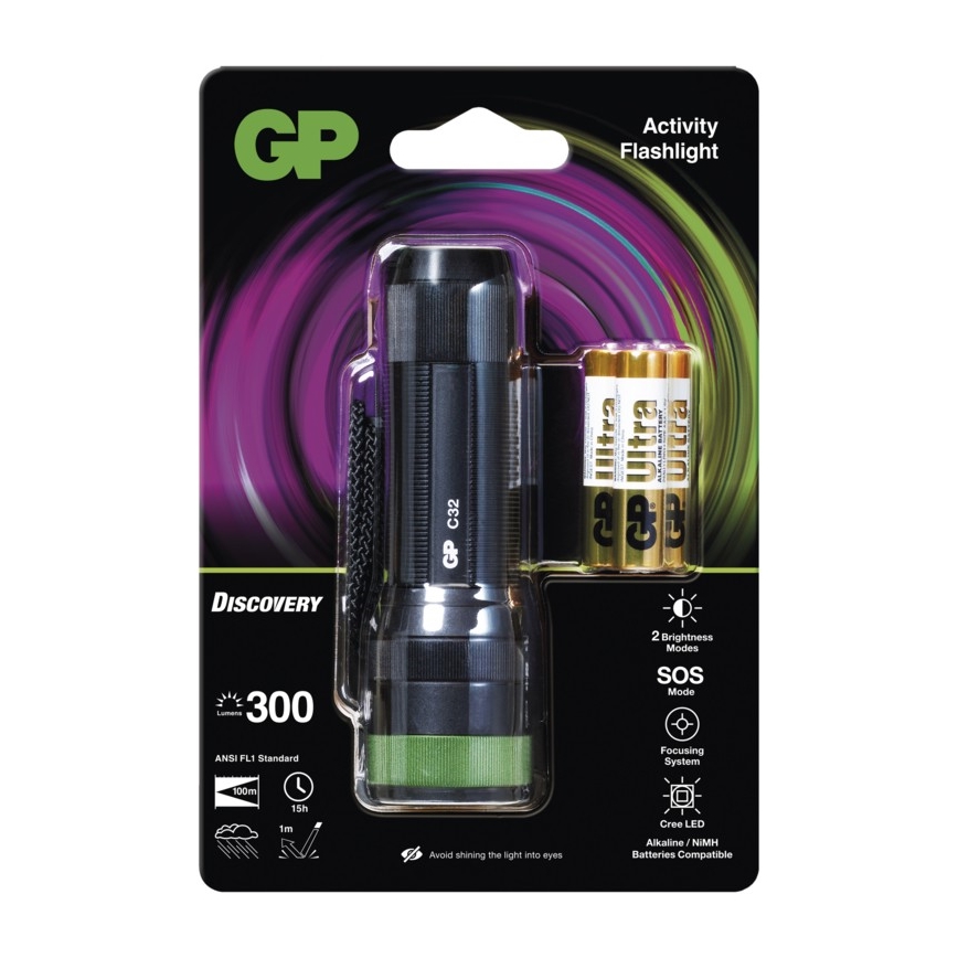 LED Taskulamp GP DISCOVERY C32 LED/3xAAA