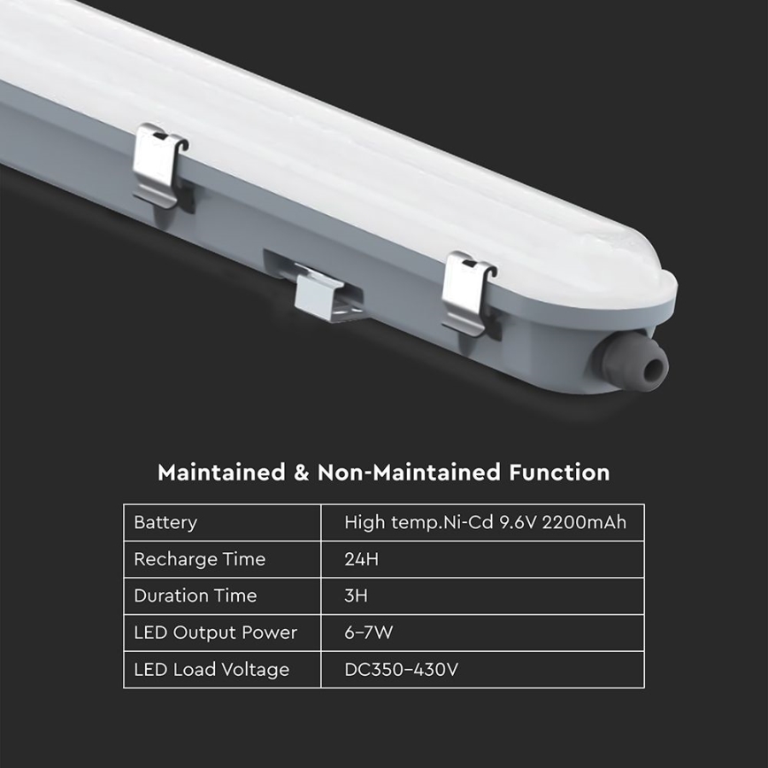 LED-tehniline toruvalgusti hädaabimooduliga LED/36W/230V 6500K IP65 2200 mAh 120 cm