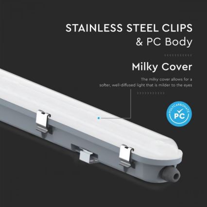 LED-tehniline torukujuline valgusti hädaabimooduliga LED/48W/230V 6500K IP65 2200 mAh 150 cm