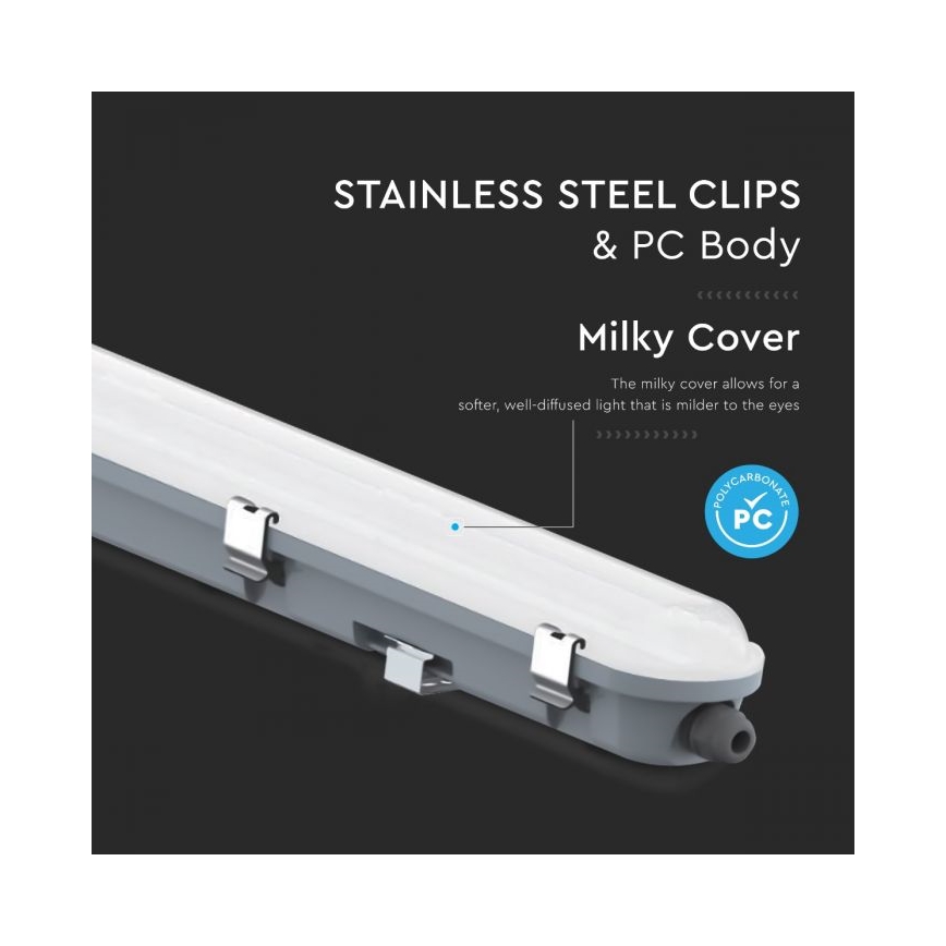 LED-tehniline torukujuline valgusti hädaabimooduliga LED/48W/230V 6500K IP65 2200 mAh 150 cm