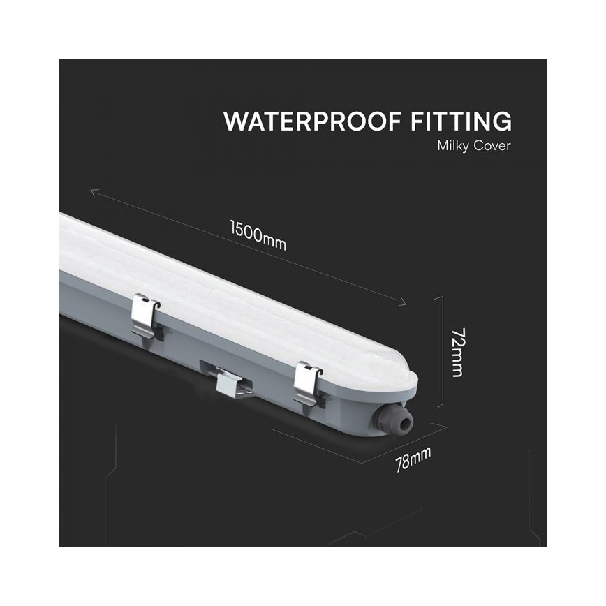 LED-tehniline torukujuline valgusti hädaabimooduliga LED/48W/230V 6500K IP65 2200 mAh 150 cm