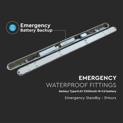 LED Tööstuslik luminofoorvalgusti avariimooduliga EMERGENCY LED/36W/230V 4000K 120cm IP65