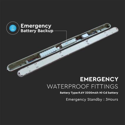 LED Tööstuslik luminofoorvalgusti EMERGENCY LED/36W/230V 4000K 120cm IP65