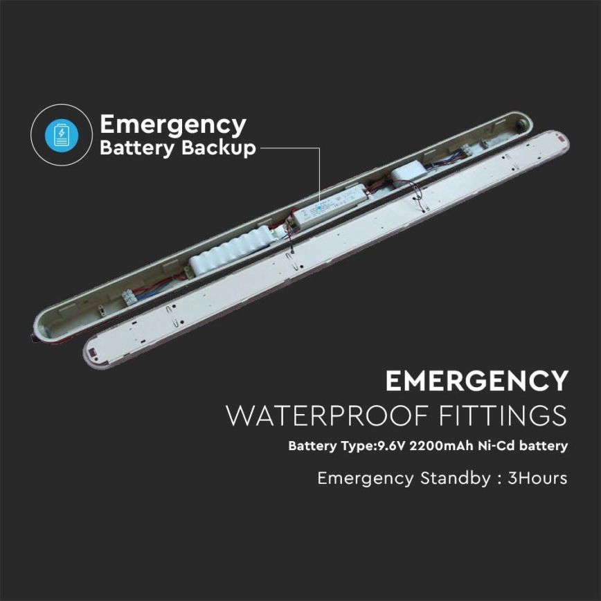 LED Tööstuslik luminofoorvalgusti avariimooduliga EMERGENCY LED/36W/230V 4000K 120cm IP65