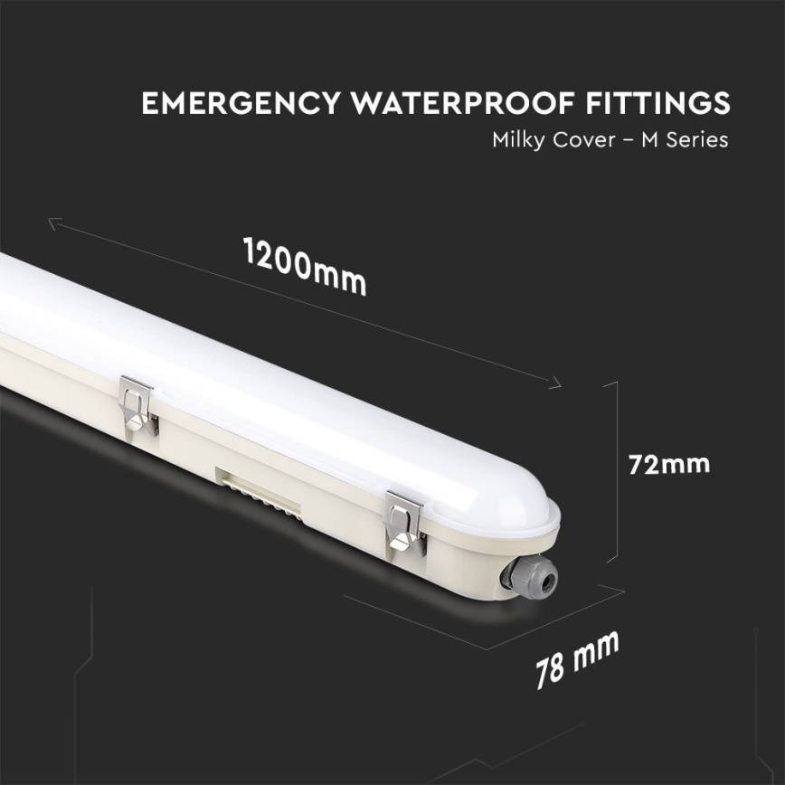 LED Tööstuslik luminofoorvalgusti avariimooduliga EMERGENCY LED/36W/230V 4000K 120cm IP65