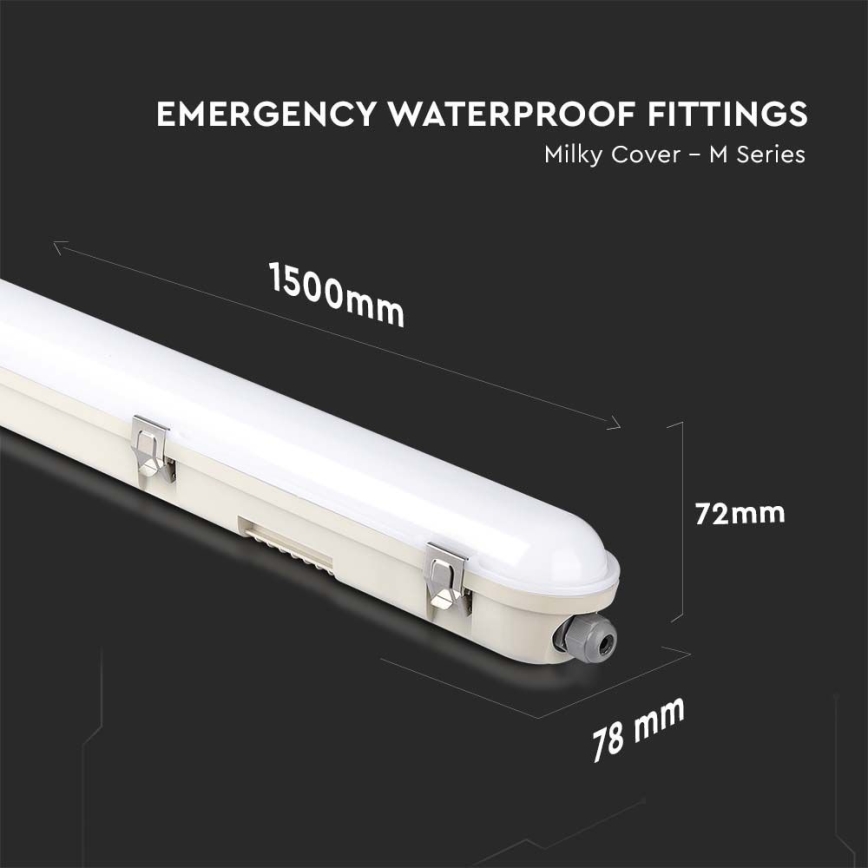 LED Tööstuslik luminofoorvalgusti avariimooduliga EMERGENCY LED/48W/230V 4000K 150cm IP65