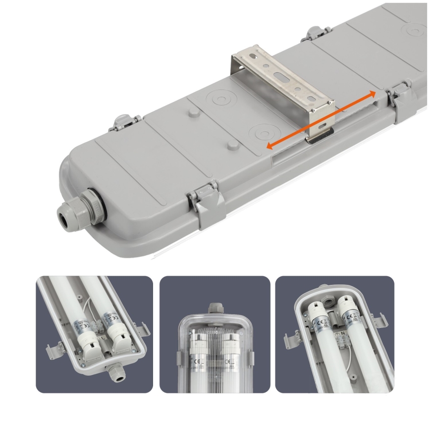 LED Tööstuslik luminofoorvalgusti T8 2xG13/18W/230V 4000K IP65