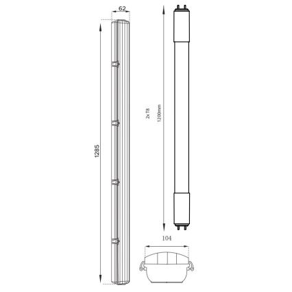 LED Tööstuslik luminofoorvalgusti T8 2xG13/18W/230V 4000K IP65