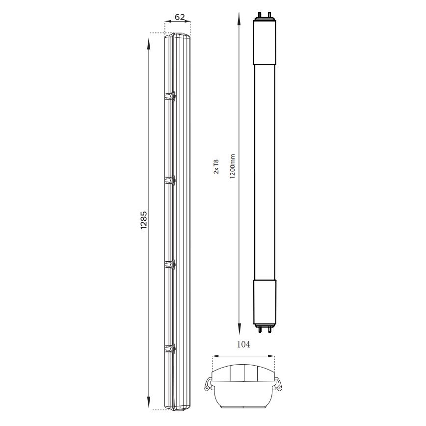 LED Tööstuslik luminofoorvalgusti T8 2xG13/18W/230V 4000K IP65