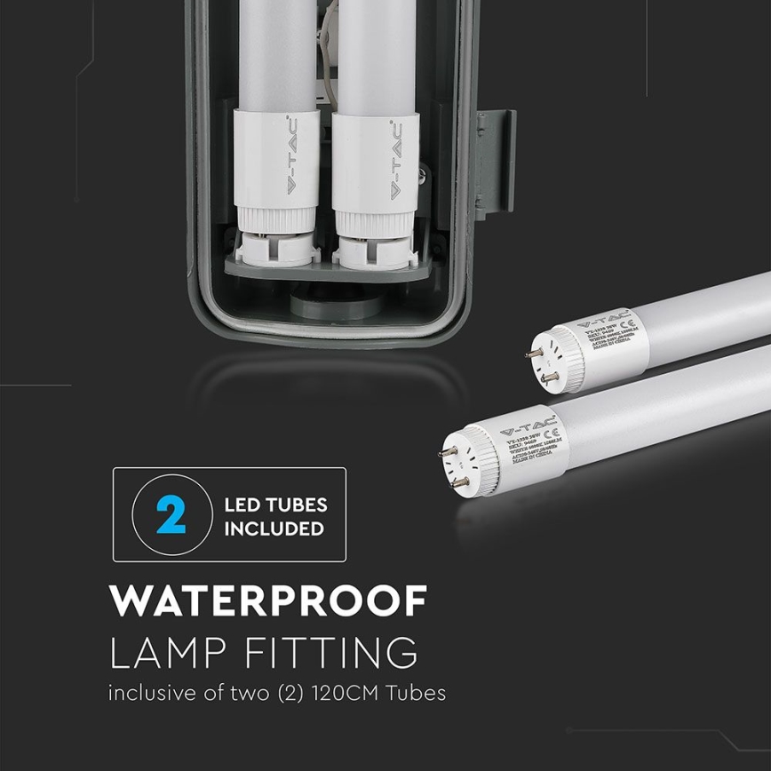 LED Tööstuslik luminofoorvalgusti T8 2xG13/22W/230V IP65 6400K 156 cm