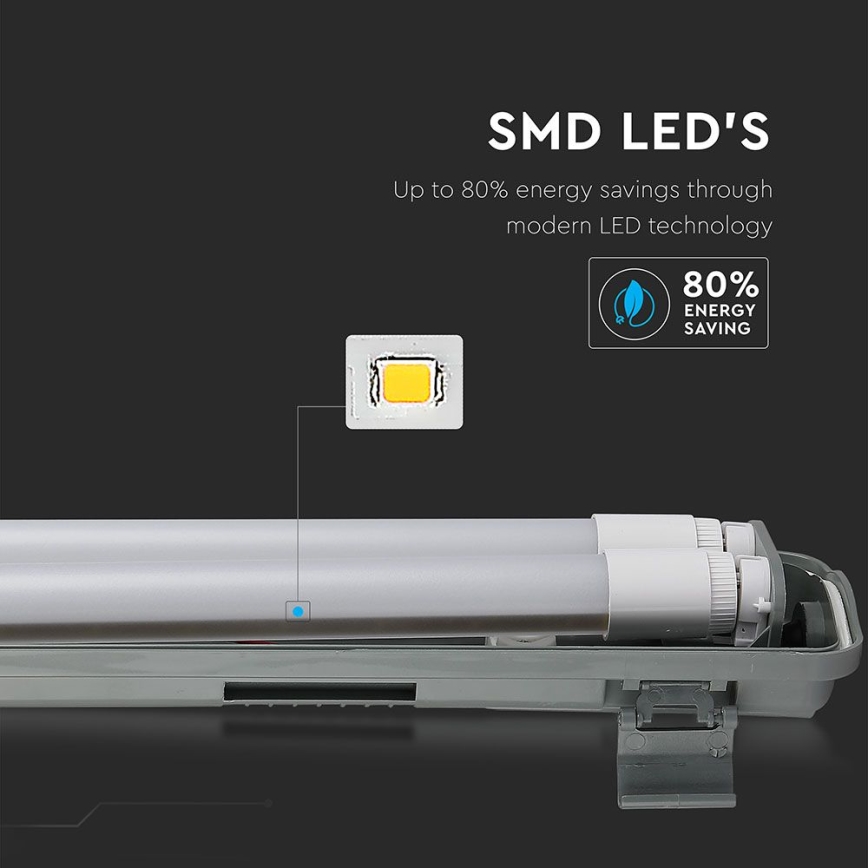 LED Tööstuslik luminofoorvalgusti T8 2xG13/22W/230V IP65 6400K 156 cm