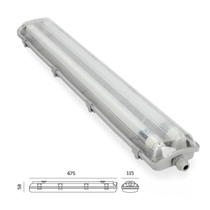 LED Tööstuslik luminofoorvalgusti T8 2xG13/9W/230V 4000K IP65 67,5 cm