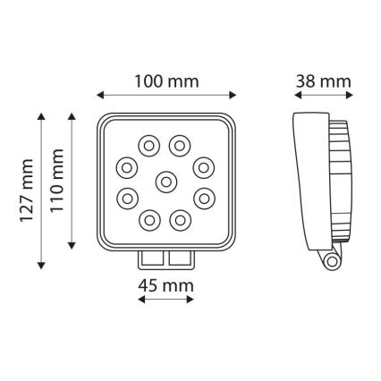 LED Töövalgusti EPISTAR 9xLED/27W/10-30V IP67 6,000K