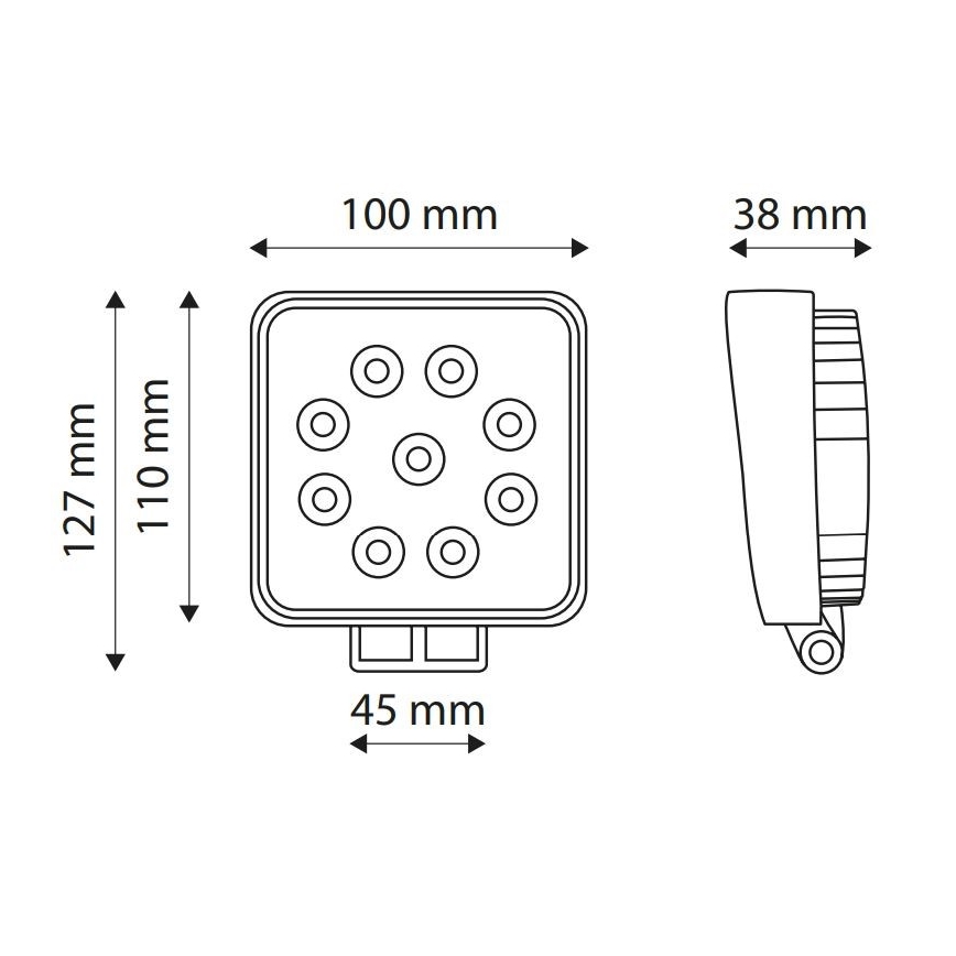 LED Töövalgusti EPISTAR 9xLED/27W/10-30V IP67 6,000K