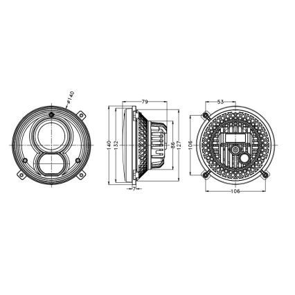 LED Traktori esituli LED/60W/10-30V IP69 5700K ümmargune