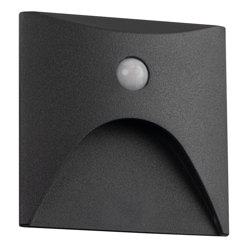 LED trepi valgusti liikumis- ja hämarusanduriga EXIN LED/2,5W/230V 3000K IP65 antratsiit kandiline