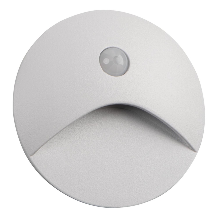 LED-trepi valgusti liikumis- ja hämarusanduriga EXIN LED/2,5W/230V 3000K IP65, valge, ümmargune