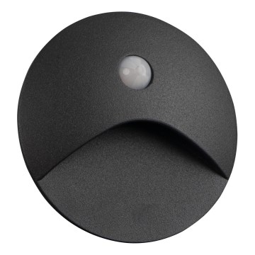 LED trepi valgusti liikumis- ja hämarussensoriga EXIN LED/2,5W/230V 4000K IP65 antratsiit ümmargune