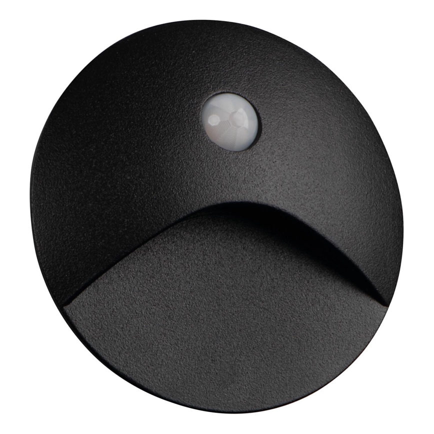 LED trepivalgusti liikumis- ja hämardusanduriga EXIN LED/2,5W/230V 3000K IP65 must ümmargune