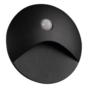 LED-trepivalgusti liikumis- ja hämarusanduriga EXIN LED/2,5W/230V 4000K IP65 must, ümmargune