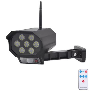 LED turvakaamera makett anduriga ja päikesepaneeliga LED/5W/5,5V 800 mAh IP65 + kaugjuhtimispuldiga