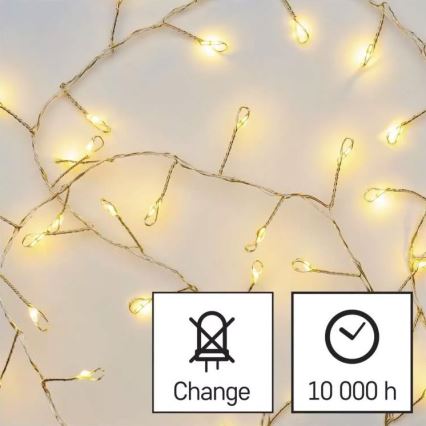 LED-valguskett, 100 LED, 2,7 m, soe valge, patareitoitega (3xAA)