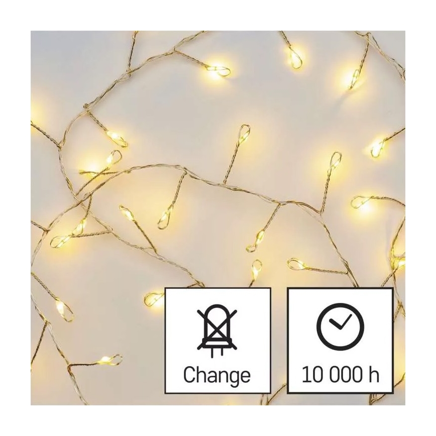 LED-valguskett, 100 LED, 2,7 m, soe valge, patareitoitega (3xAA)