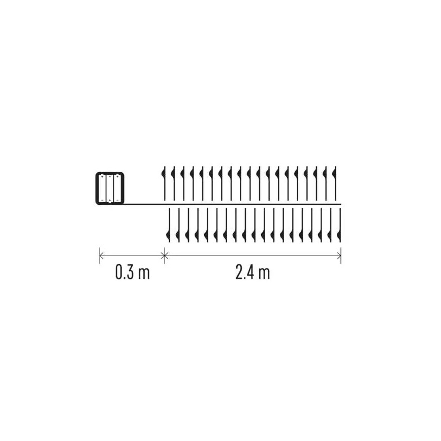LED-valguskett, 100 LED, 2,7 m, soe valge, patareitoitega (3xAA)
