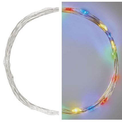 LED-valguskett, 20 LED, 2,4 m, patareitoitega (2×AA), mitmevärviline