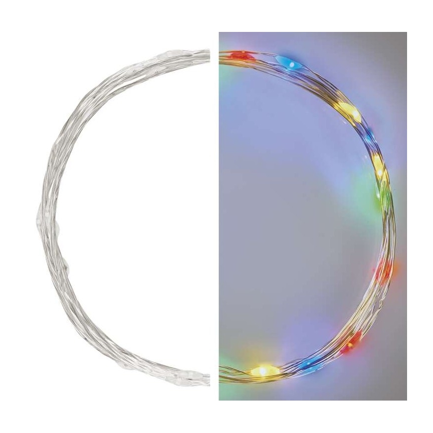 LED-valguskett, 20 LED, 2,4 m, patareitoitega (2×AA), mitmevärviline