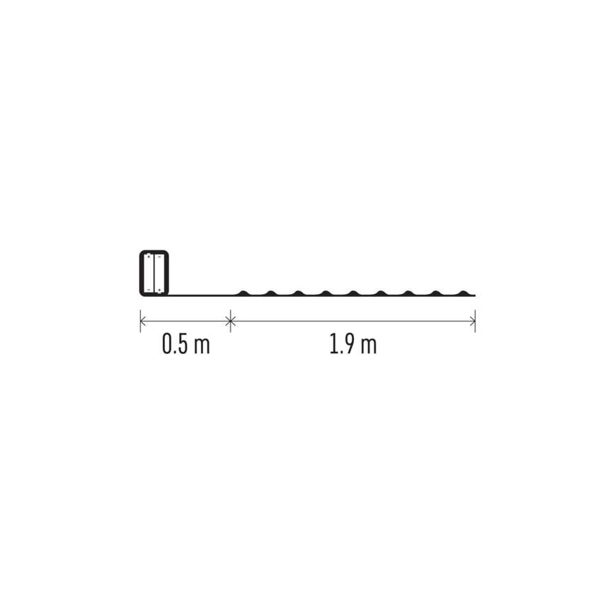 LED-valguskett, 20 LED, 2,4 m, patareitoitega (2×AA), mitmevärviline