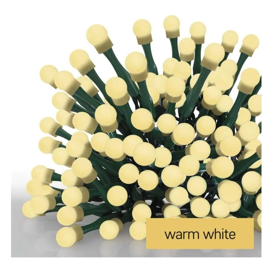 LED-valguskett, 200 LED, 8 funktsiooniga, 20 m, IP44, soe valge