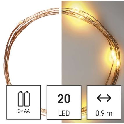 LED-valguskett 20xLED/2,4m soe valge