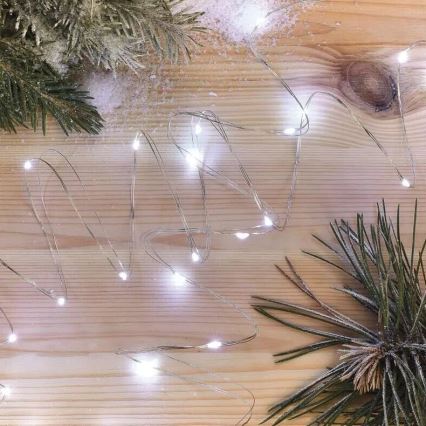 LED-valguskett 20xLED/2xAA 2,4 m külmvalge