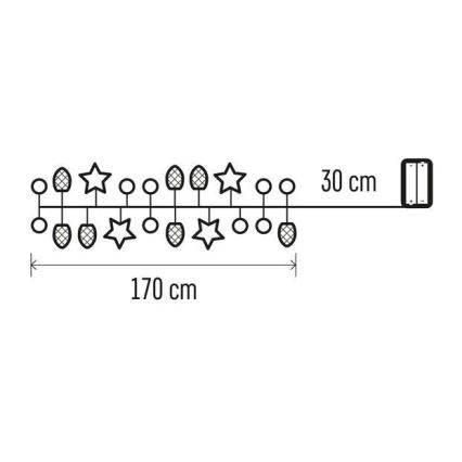 LED-valguskett 20xLED/2xAA 2 m