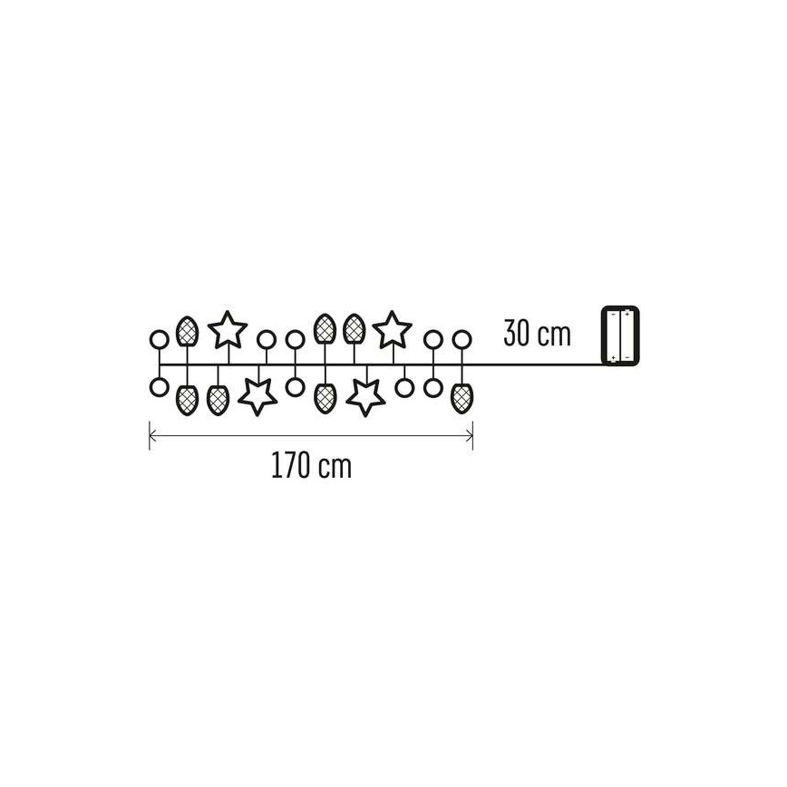 LED-valguskett 20xLED/2xAA 2 m