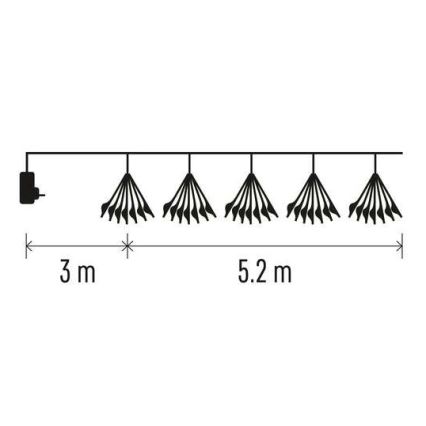 LED-valguskett 300 LED, 5,2+3 m, soe valge