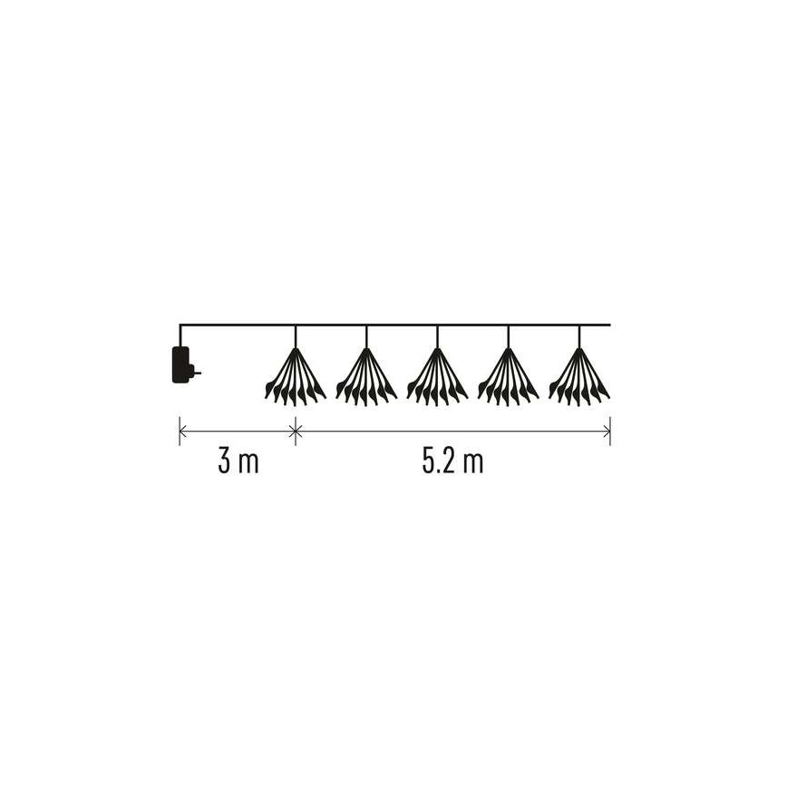 LED-valguskett 300 LED, 5,2+3 m, soe valge