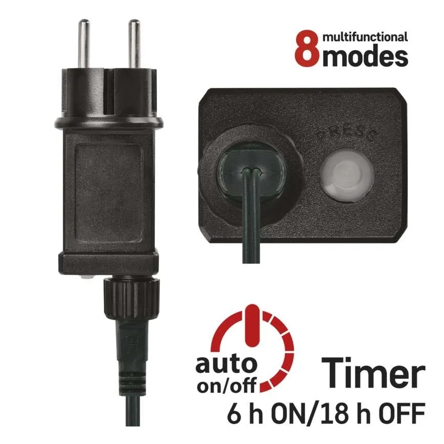 LED-valguskett 300 LED / 8 režiimi, 35 m, külmvalge