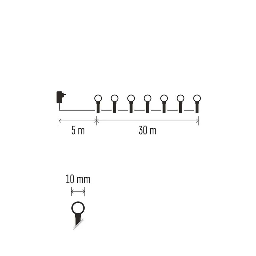 LED-valguskett 300xLED/8 funktsiooni 35m IP44 soe valge