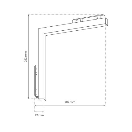 LED valgusti rööbassüsteemile MAGNETIC TRACK L-DOWN LED/24W/48V 3000K must