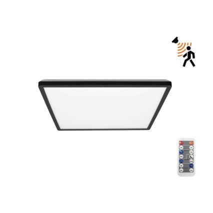 LED Valgusti vannituppa koos liikumis- ja hämardusanduriga NIVERA LED/12W/230V IP54 3000/4000/6000K 22,5x22,5 cm must + kaugjuhtimispult