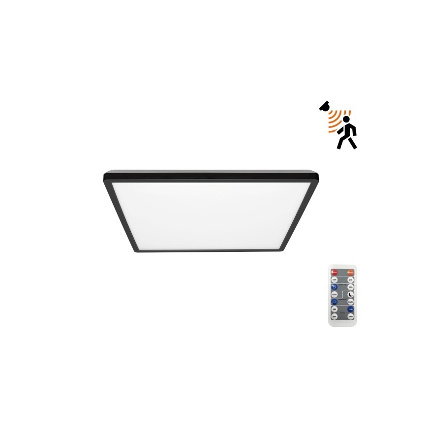 LED Valgusti vannituppa koos liikumis- ja hämardusanduriga NIVERA LED/12W/230V IP54 3000/4000/6000K 22,5x22,5 cm must + kaugjuhtimispult